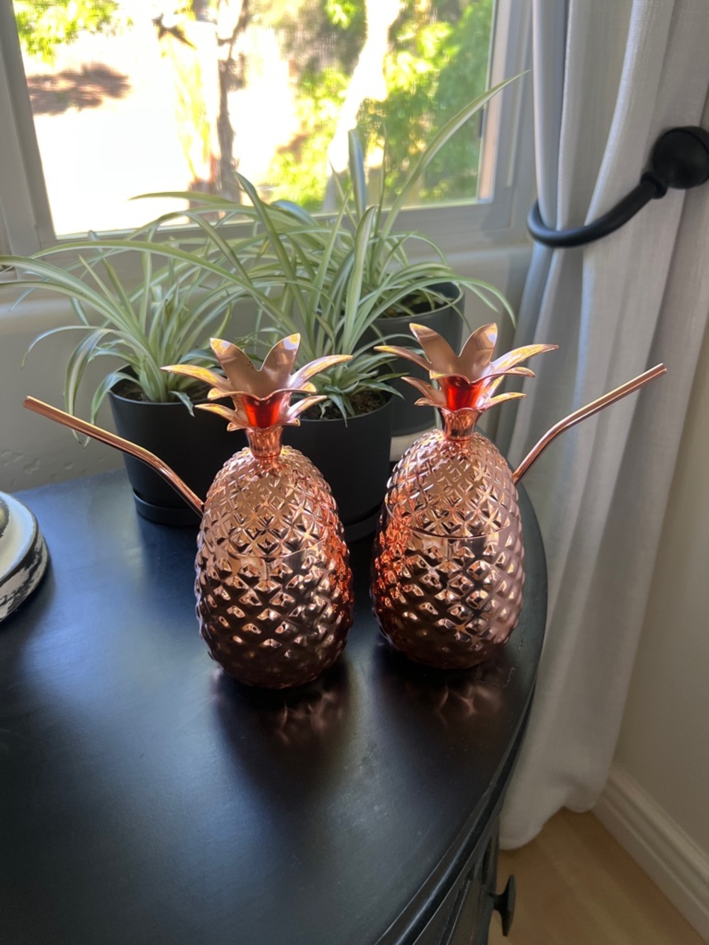 Copper Pineapple Moscow mule cups  with Straws - Home Kitchen set of 2